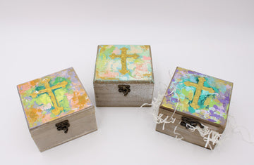 Hand Painted Cross Wood Box
