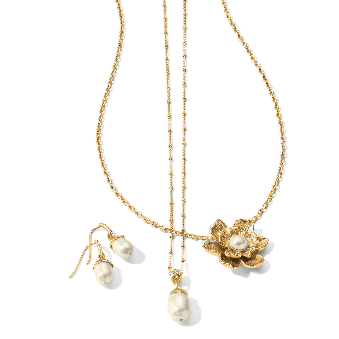 Brighton | Everbloom Pearl Drop Earrings-Gold