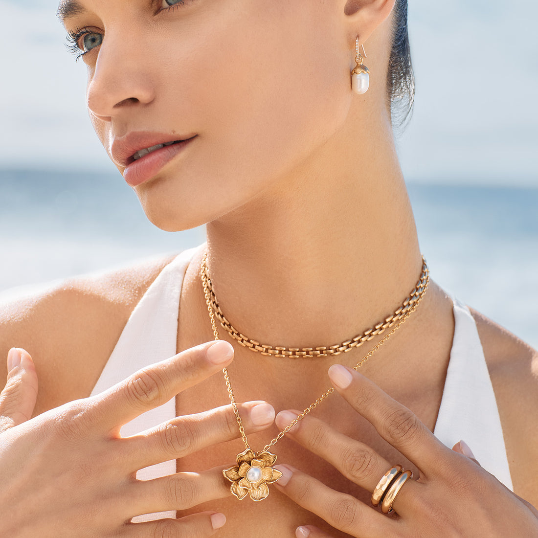 Brighton | Everbloom Pearl Drop Earrings-Gold