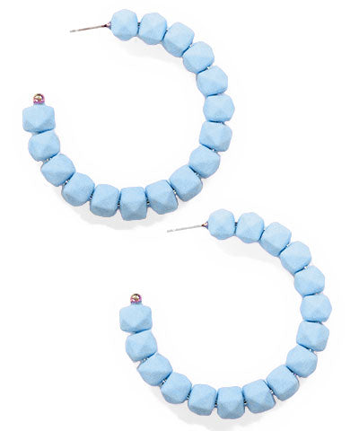 Faceted Beaded Hoop-Turquoise