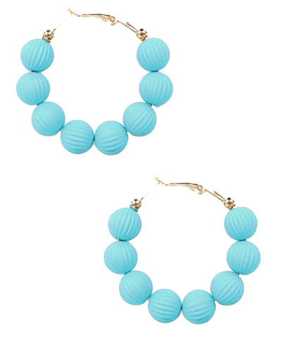 Textured Bead Earring-Aqua