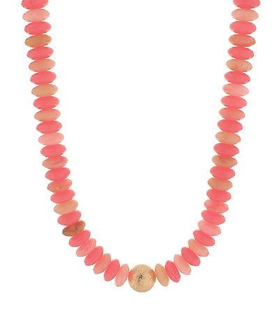 Disc Bead Necklace-Pink