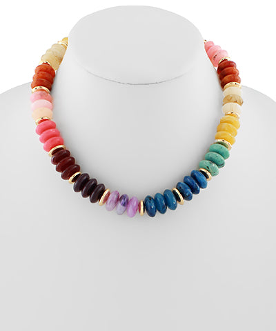 Disc Bead Necklace-Multi