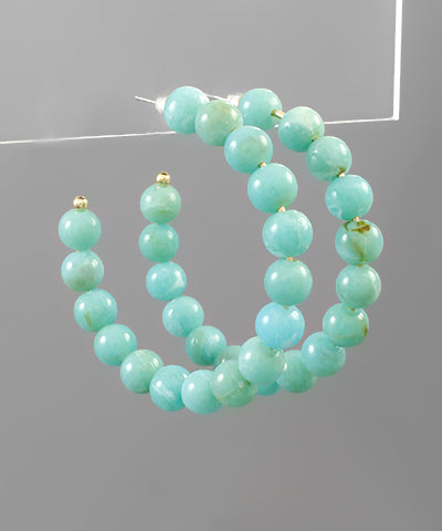 Large Beaded Earring-Turquoise