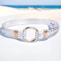 Sterling Silver bracelet, with 14K Gold Filled Circle and wraps accents