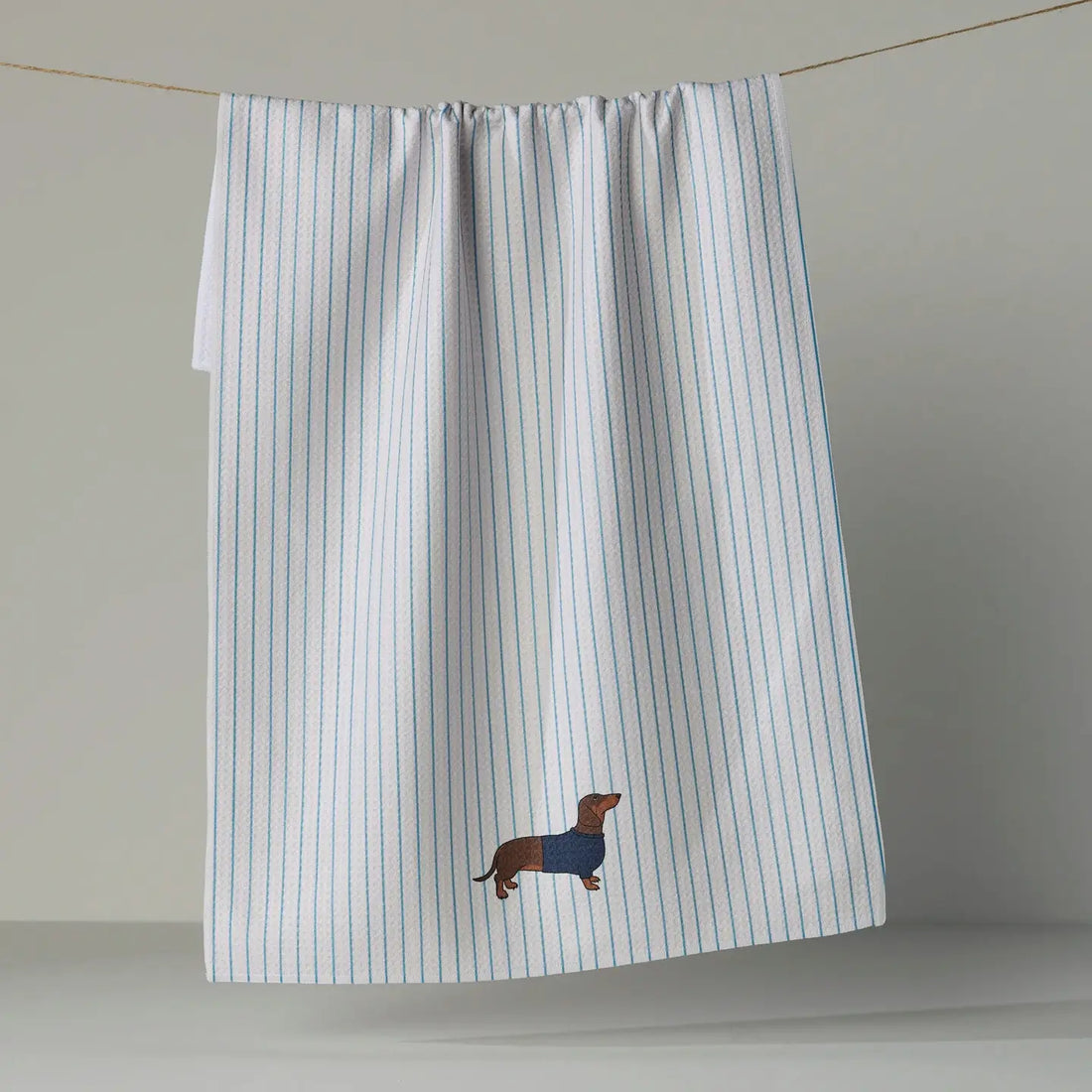 Geometry Doxie Stripe Tea Towel