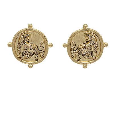 Roaring Tiger Coin Earrings