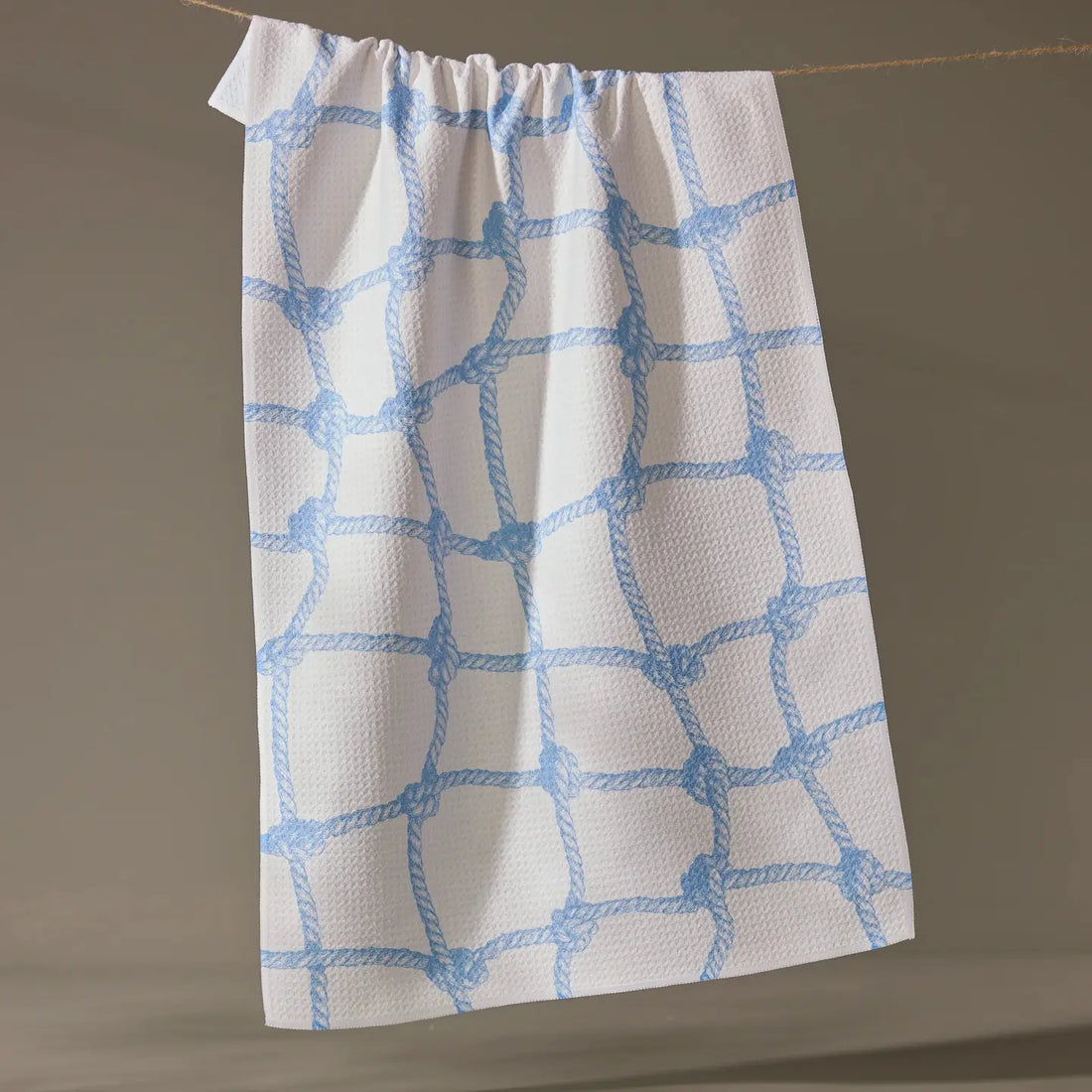 Geometry Tethered Blue Tea Towel