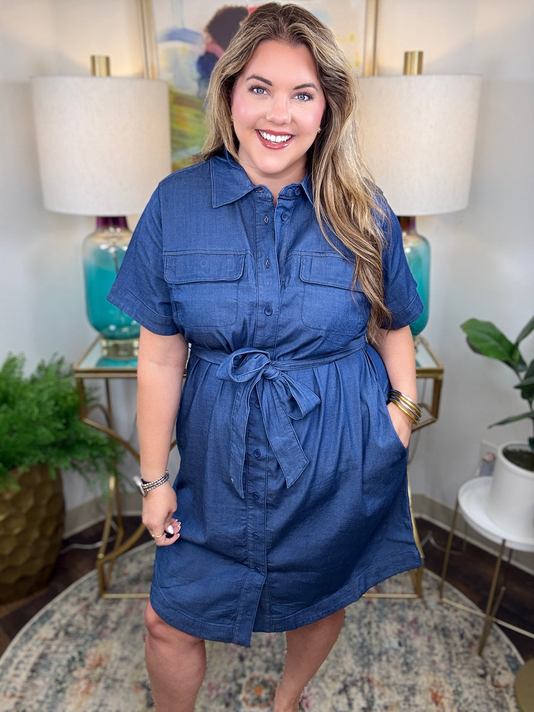 Universal Standard | Perfect Tencel Chambray Short Sleeve
Shirtdress - Midnight Blue