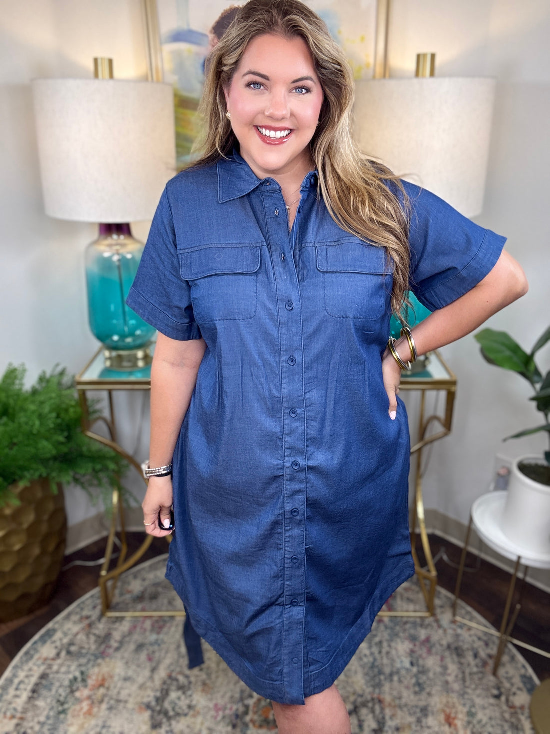 Universal Standard | Perfect Tencel Chambray Short Sleeve
Shirtdress - Midnight Blue