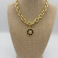 Crystal compass style charm with carabiner clasp