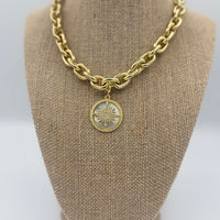 Crystal compass style charm with carabiner clasp