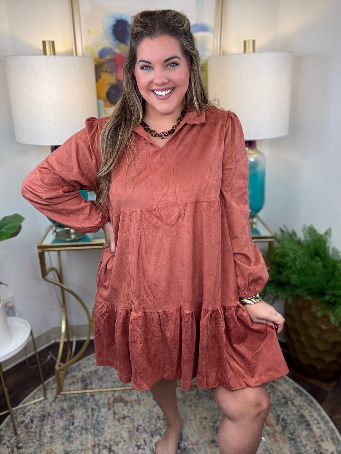 Rust suede women&