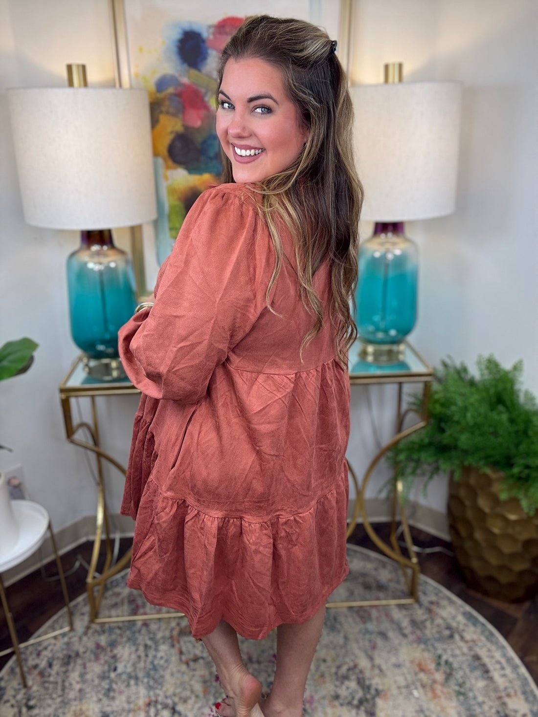 Rust suede women&