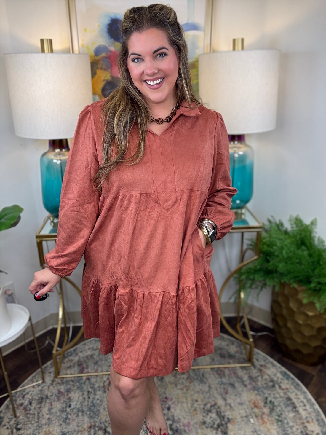 Rust suede women&