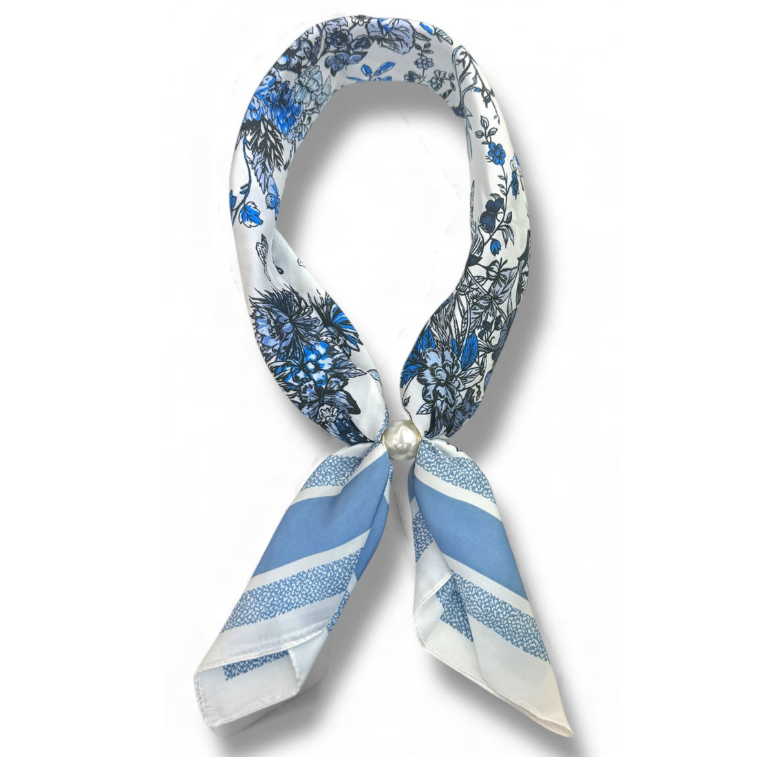 PEARL SCARF NECKLACE - Blue
