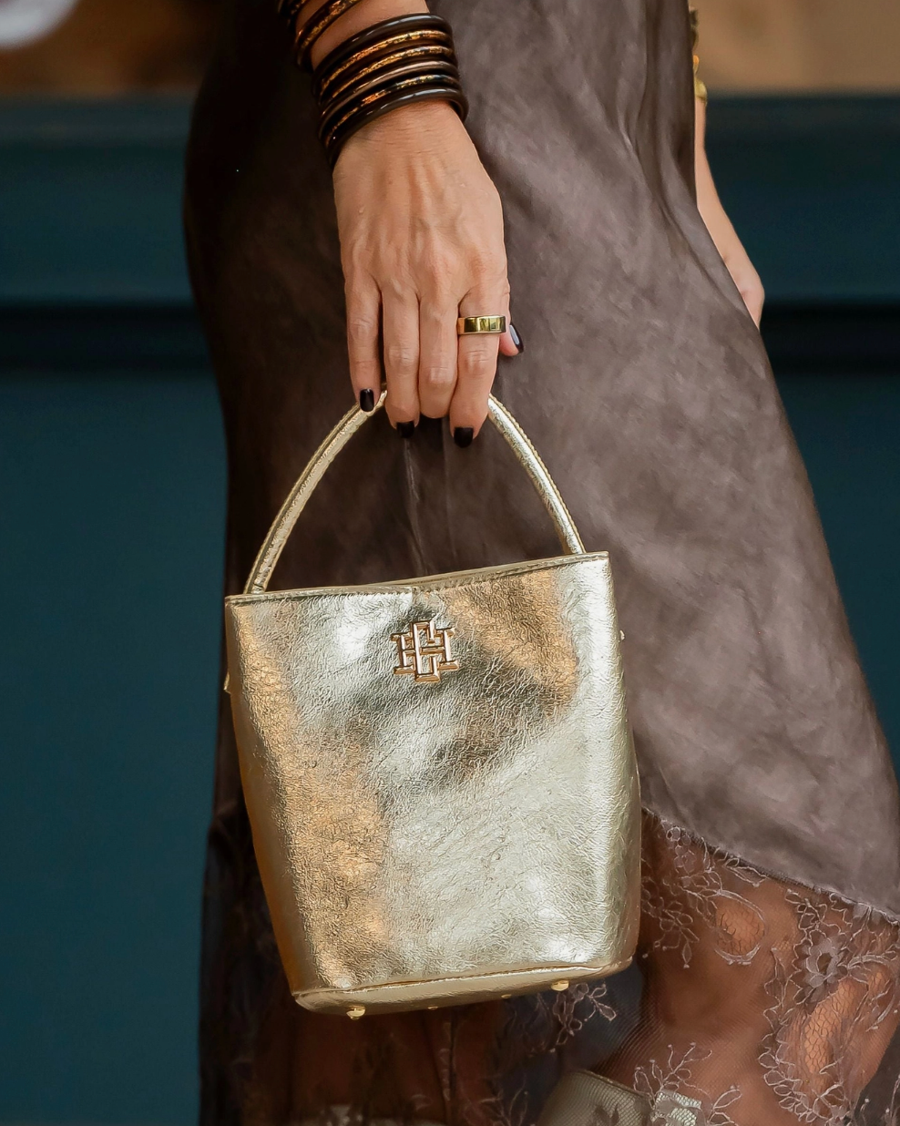 Caroline Hill | Breyer Bucket Bag Gold