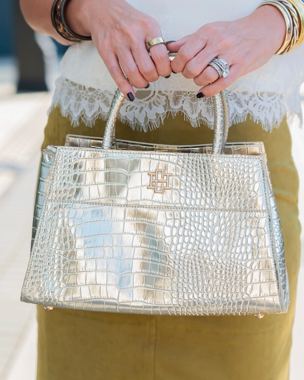 Caroline Hill | Gold McKenzie Bag