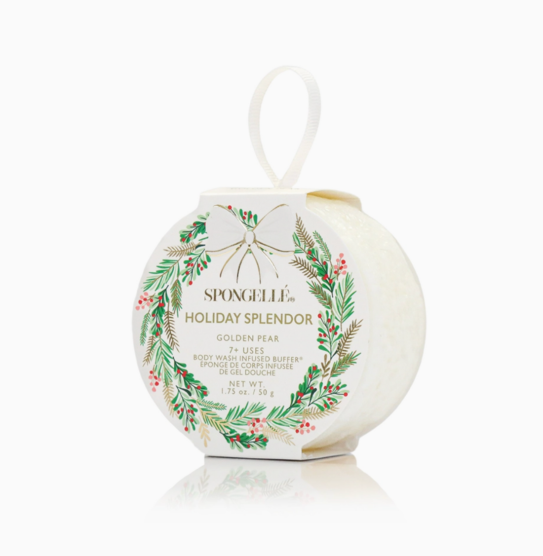 Spongelle Holiday Splendor Golden Pear Holiday Wreath Buffer