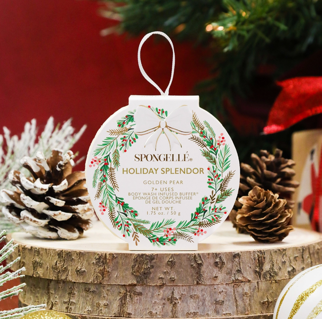 Spongelle Holiday Splendor Golden Pear Holiday Wreath Buffer