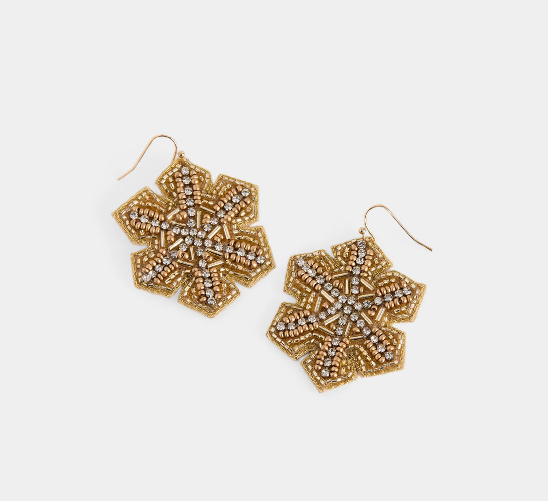 Shimmering Gold Snowflake Earrings