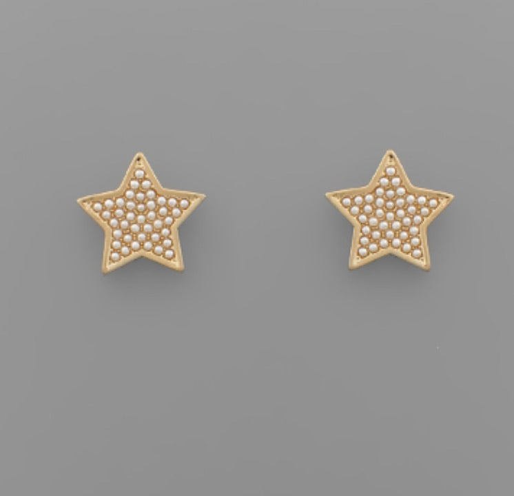 Pearl Pave Star Earrings
