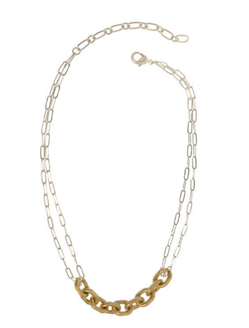 Gold and Silver Chain Link Necklace