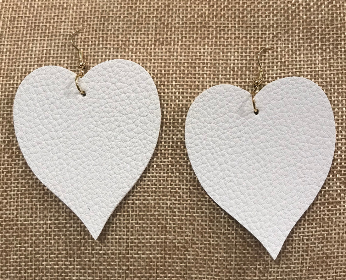 Large Leather Heart Earrings - The Sock Dudes