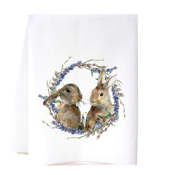 Two Bunnies Tea Towel