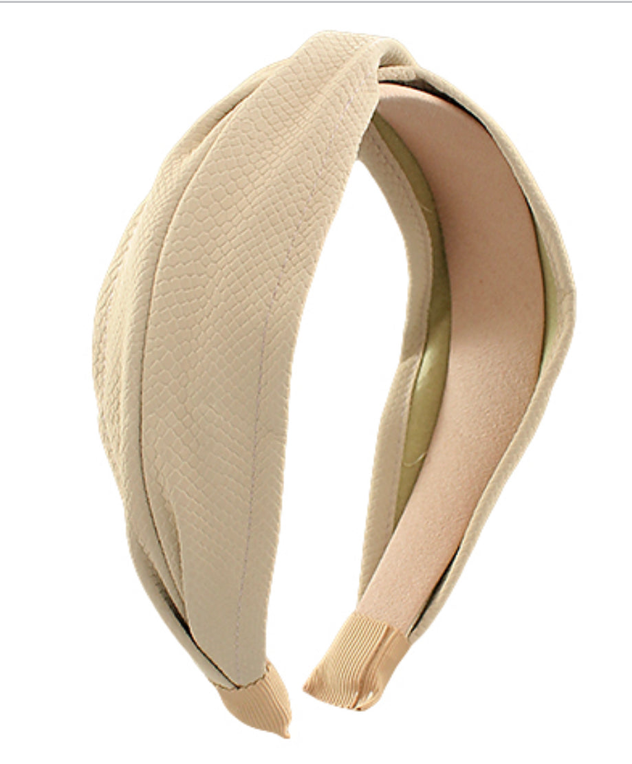 Solid Color Twisted Leather Headband