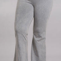 Mineral Wash Flare Pants- Silver