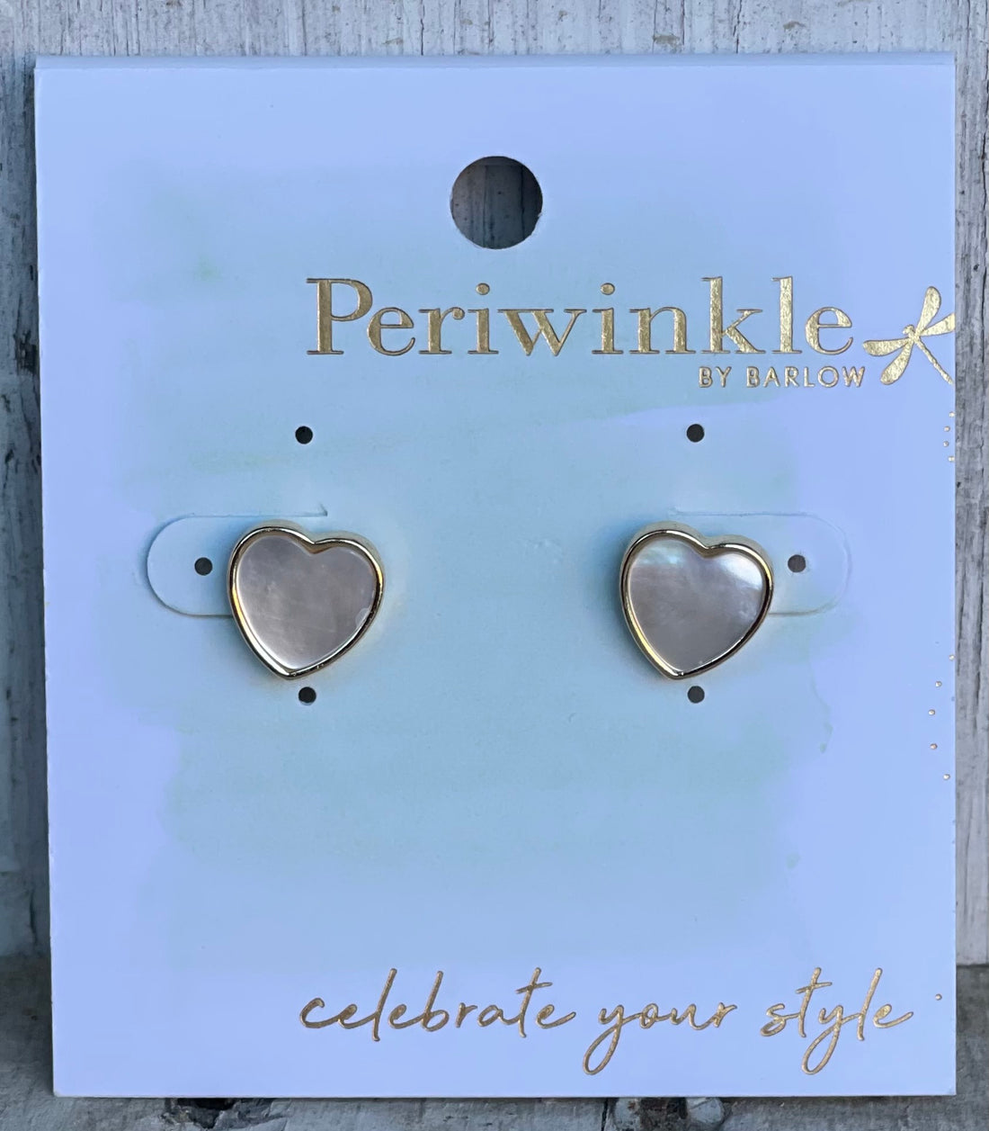 Gold Hearts with Pearl Inlay Earrings