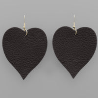 Large Leather Heart Earrings - The Sock Dudes