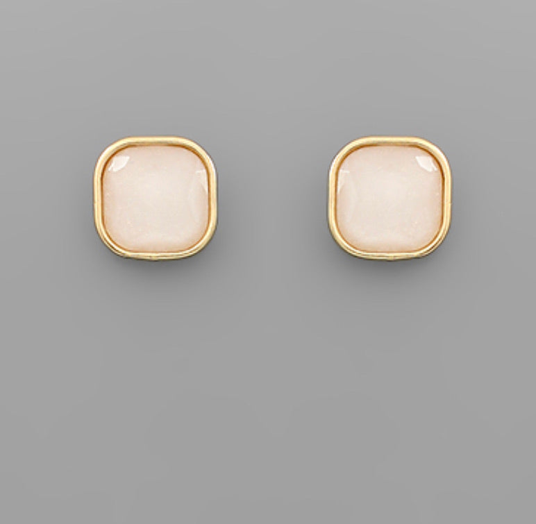 Glass Square Bead Earrings