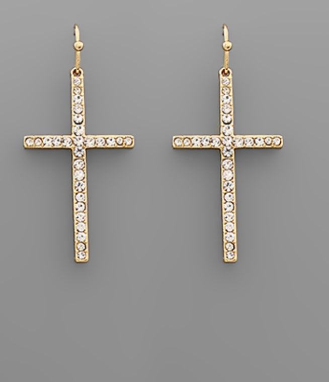 Crystal Pave Cross Earrings