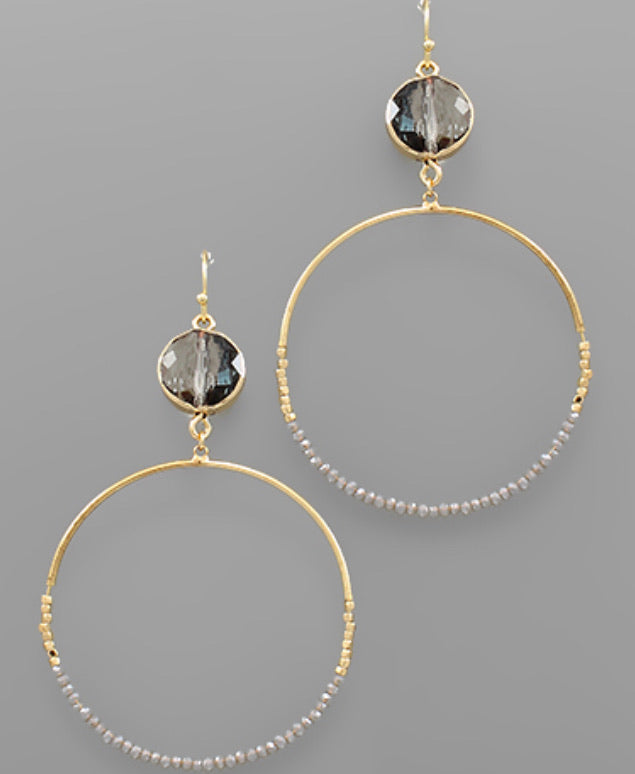Crystal and Bead Circle Earrings