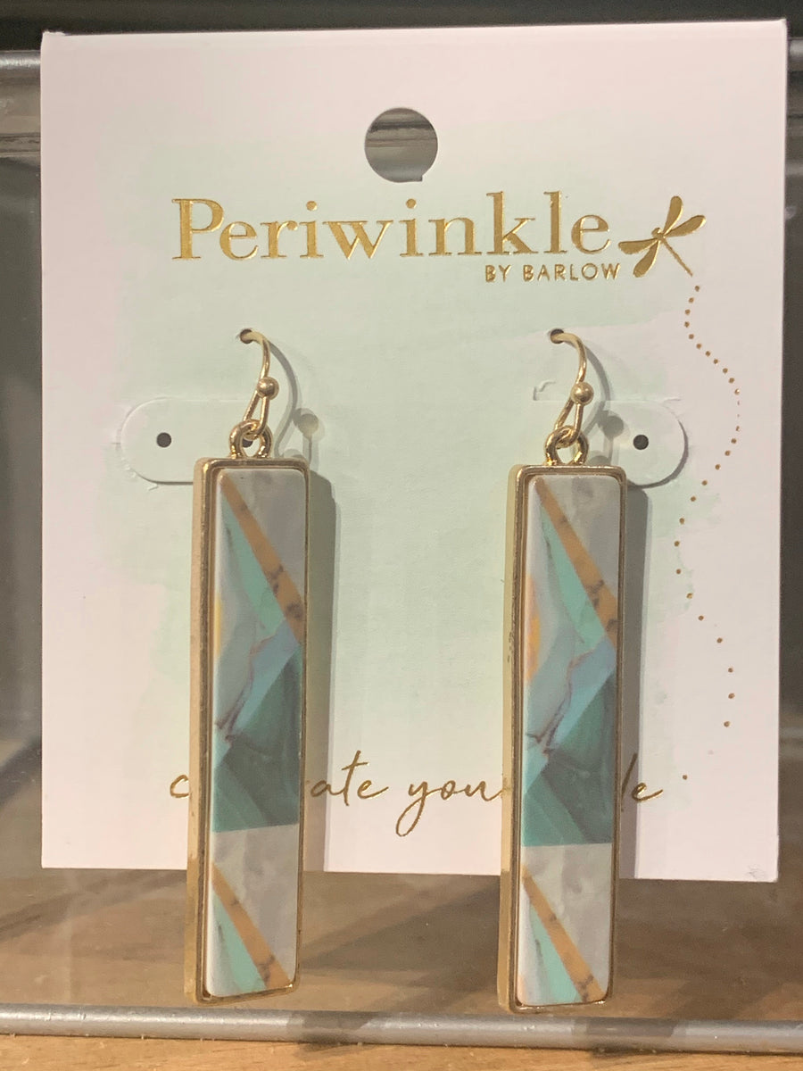 Teal and Gold Rectangle Earrings