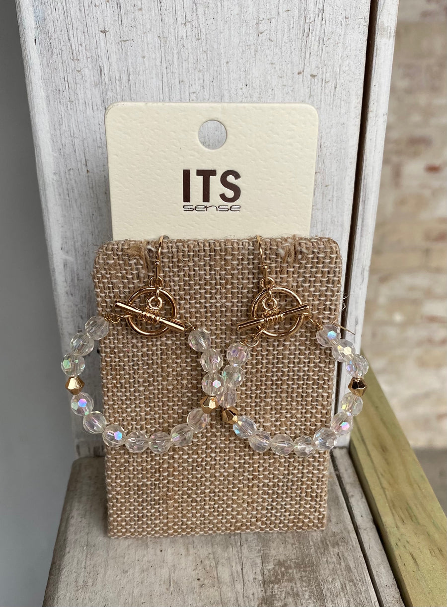 Glass Bead & Toggle Earrings