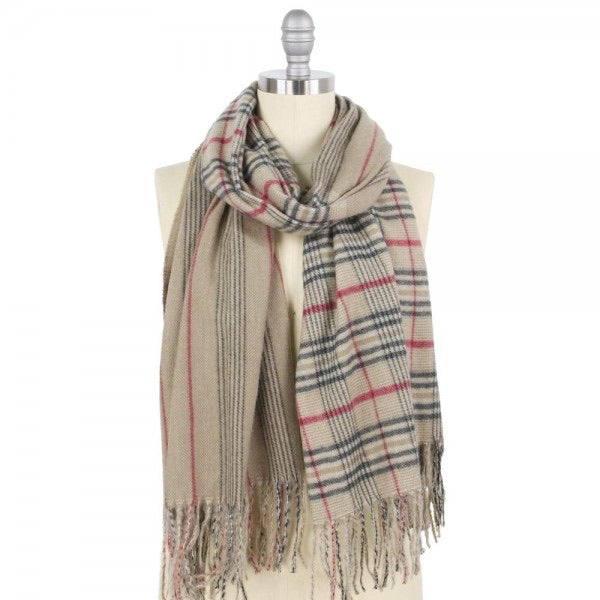 Plaid and Stripe Oblong Scarf