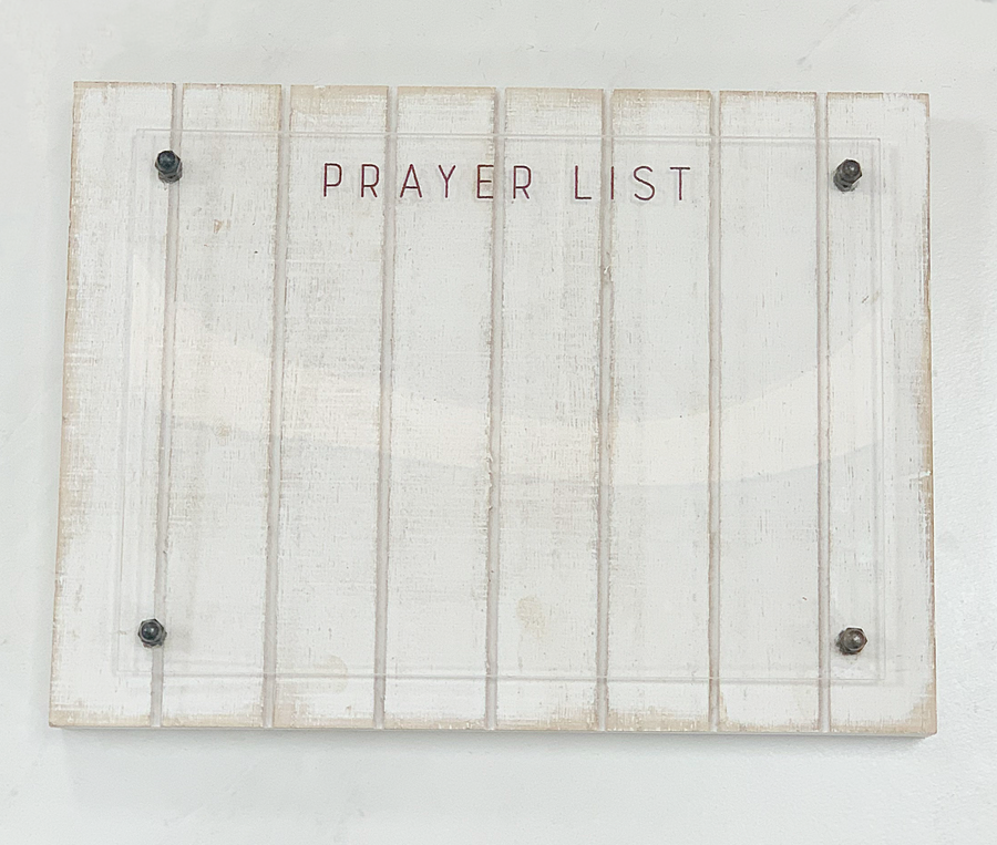 Acrylic Prayer List Plaque