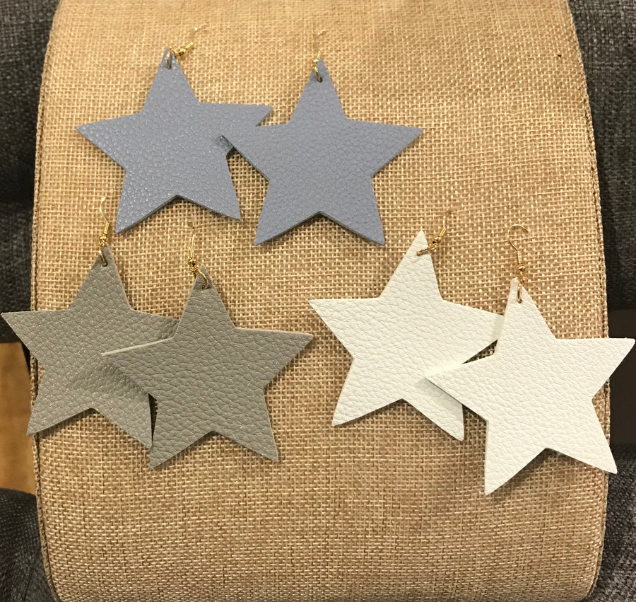 Large Leather Star Earrings - The Sock Dudes