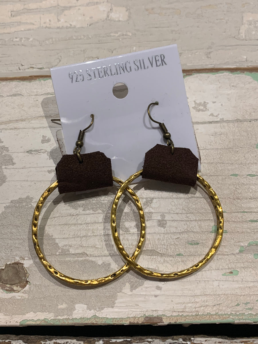 Leather and Gold Earring