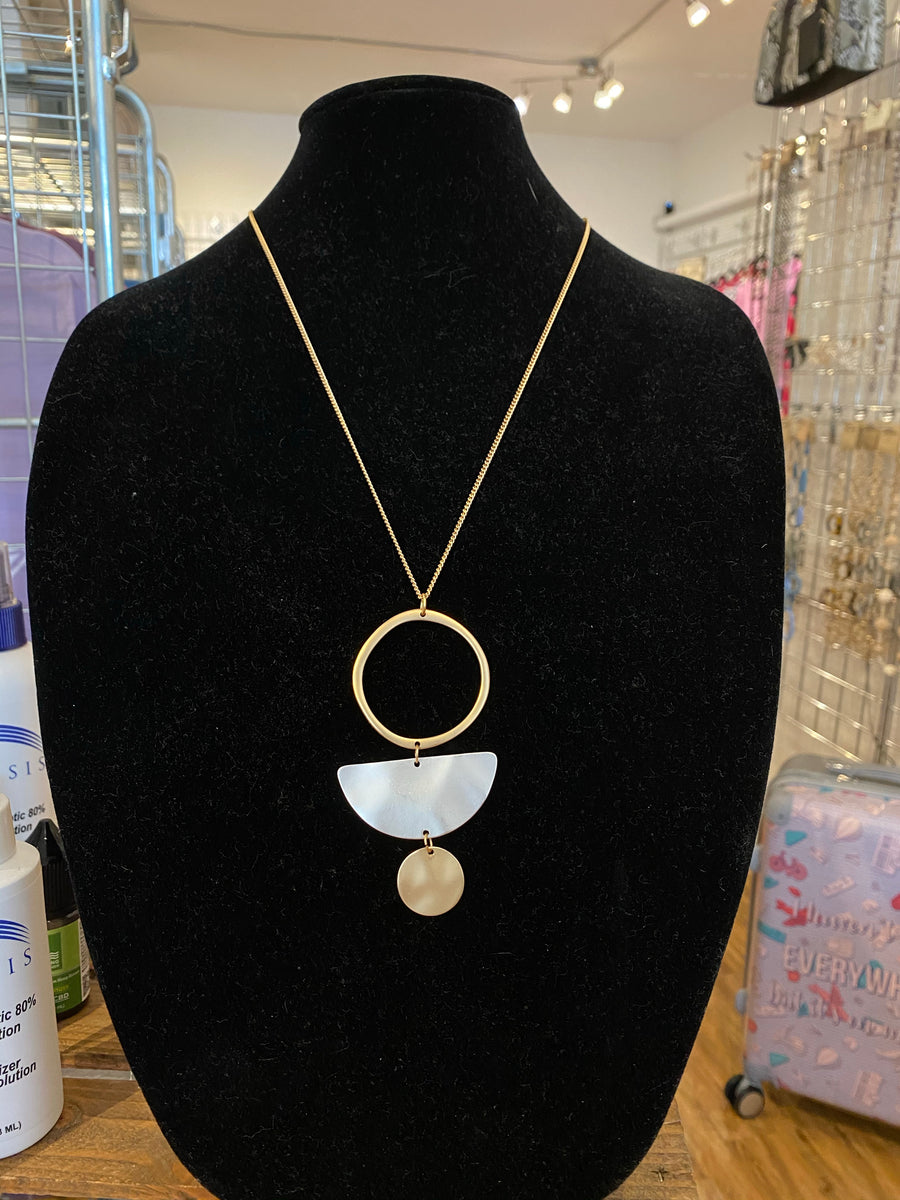 Circle and Wedge Disc Necklace